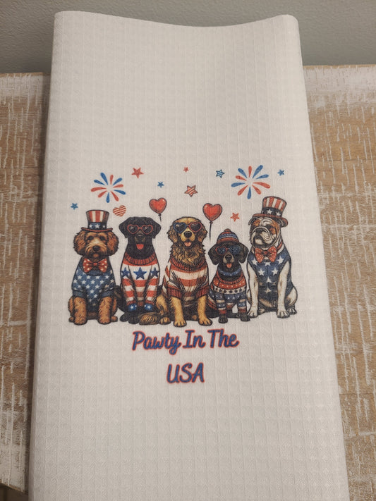 Pawty in The USA Kitchen Towel